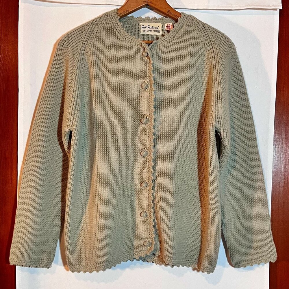 Vintage Japan Acrylic Cottage Sweater Cardigan S/M